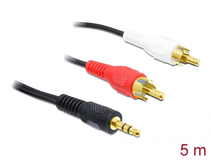 Delock Audio kabel 3,5 mm stereo priključak muški &gt; 2 x RCA muški 5 m
