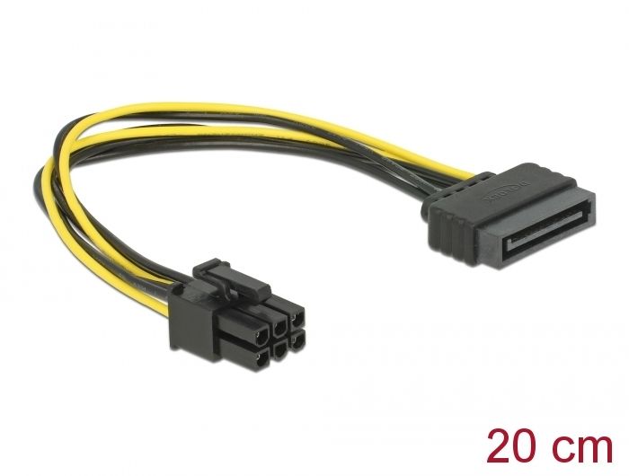 Delock Cable Power SATA 15 pin &gt; 6 pin PCI Express