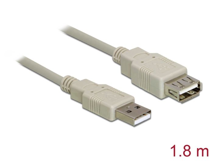 Delock Extension cable USB 2.0 Type-A male to USB 2.0 Type-A female 1.8 m grey