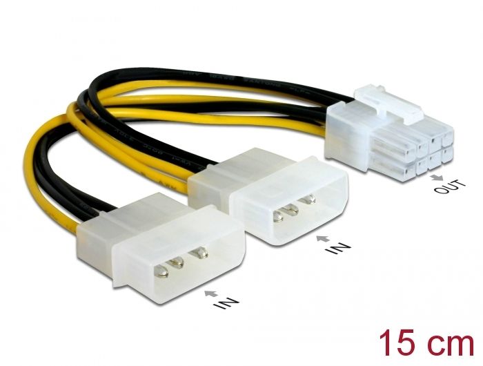 Delock Cable PCI Express power supply 8 pin to 2 x 5¼“ for graphics card