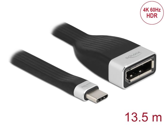 Delock FPC plosnati trakasti kabel USB Type-C™ na DisplayPort (DP Alt Mode) 4K 60 Hz 13,5 cm
