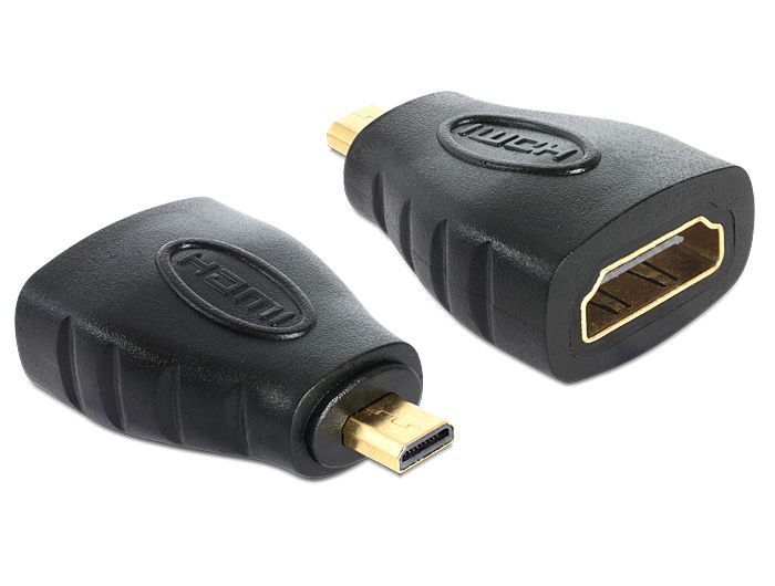 Adapter DELOCK, micro HDMI-D (M) na HDMI-A (Ž), crni