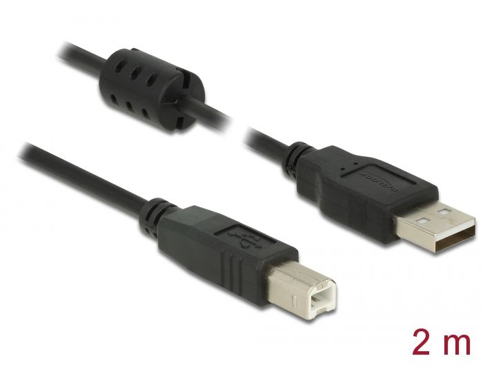 Delock Kabel USB 2.0 Tipa-A muški &gt; USB 2.0 Tipa-B muški 2,0 m crni