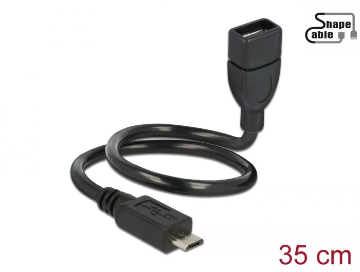 Delock Cable USB 2.0 Micro-B male &gt; USB 2.0 Type-A female OTG ShapeCable 0.35 m