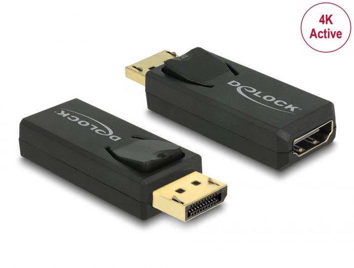 Delock Adapter DisplayPort 1.2 muški &gt; HDMI ženski 4K aktivni crno