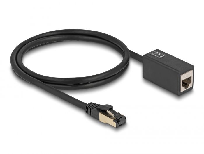Delock Mrežni produžni kabel RJ45 muški na RJ45 ženski Cat.8.1 S/FTP 1 m crni