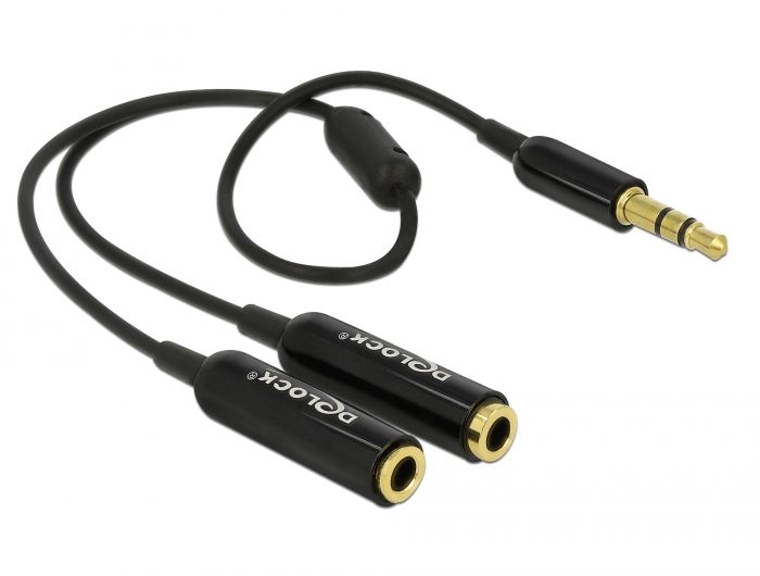 Delock Kabel stereo zvuk utikačem 3,5 mm 3-polni &gt; 2 x stereo utičnice 3,5 mm 3-polne 25 cm