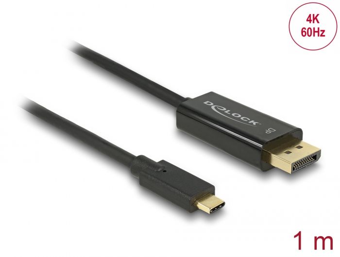 Delock Kabel USB Type-C™ muški &gt; DisplayPort muški (DP Alt modus) 4K 60 Hz 1 m crni