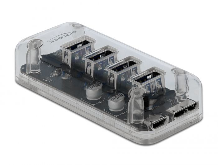 Delock Vanjski USB 3.0 USB HUB s 4 ulaza prozirni