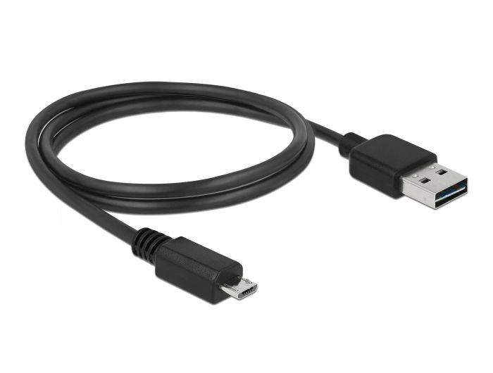Delock Kabel EASY-USB 2.0 Tipa-A muški &gt; USB 2.0 Tipa Micro-B muški 1 m, crno