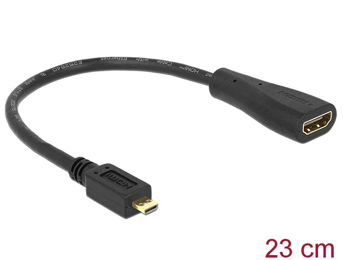 Delock Kabel High Speed HDMI s Ethernetom - HDMI Micro-D muški &gt; HDMI-A ženski 23 cm