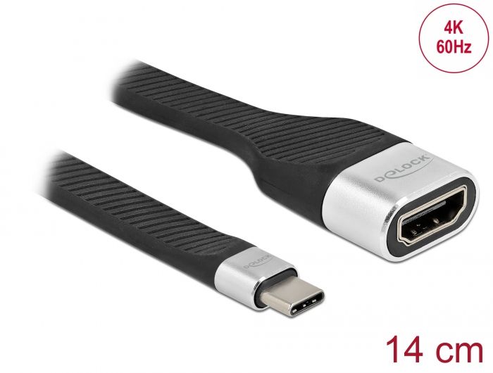 Delock FPC plosnati trakasti kabel USB Type-C™ na HDMI (DP Alt Mode) 4K 60 Hz 14 cm