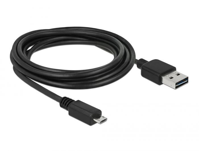 Delock Kabel EASY-USB 2.0 Tipa-A muški &gt; USB 2.0 Tipa Micro-B muški 3 m, crno