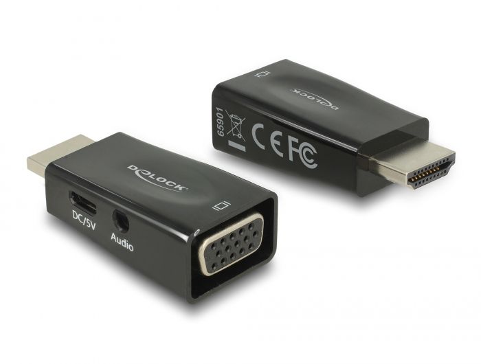 Delock HDMI-A adapter muški &gt; VGA ženski sa zvukom