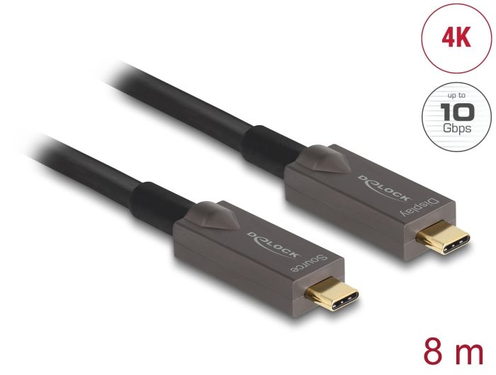 Delock Aktivni optički USB-C™ 4K video + podatkovni + PD kabel 8 m