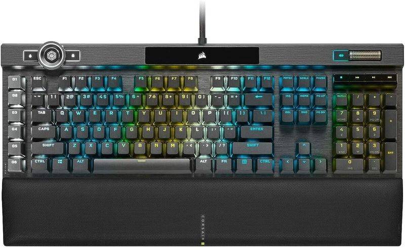 Corsair K100 RGB Optical-Mechanical Gaming Keyboard, Backlit RGB LED, CORSAIR OPX RAPIDFIRE, Black PBT Keycaps