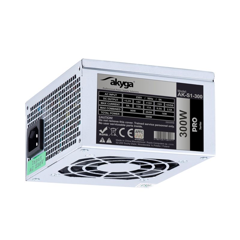 Power Supply SFX 300W Akyga AK-S1-300 P4 2x SATA 2x Molex PFC FAN 80mm