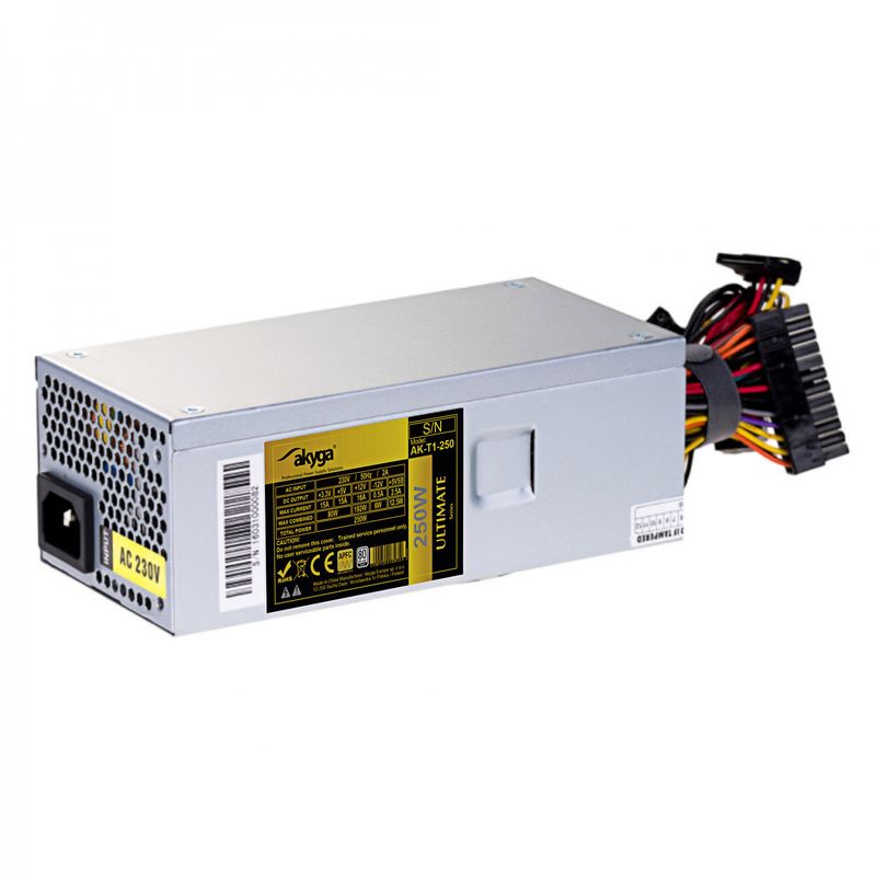 Power Supply TFX 250W Akyga AK-T1-250 P4 3x SATA Molex APFC 80+ gold FAN 8cm
