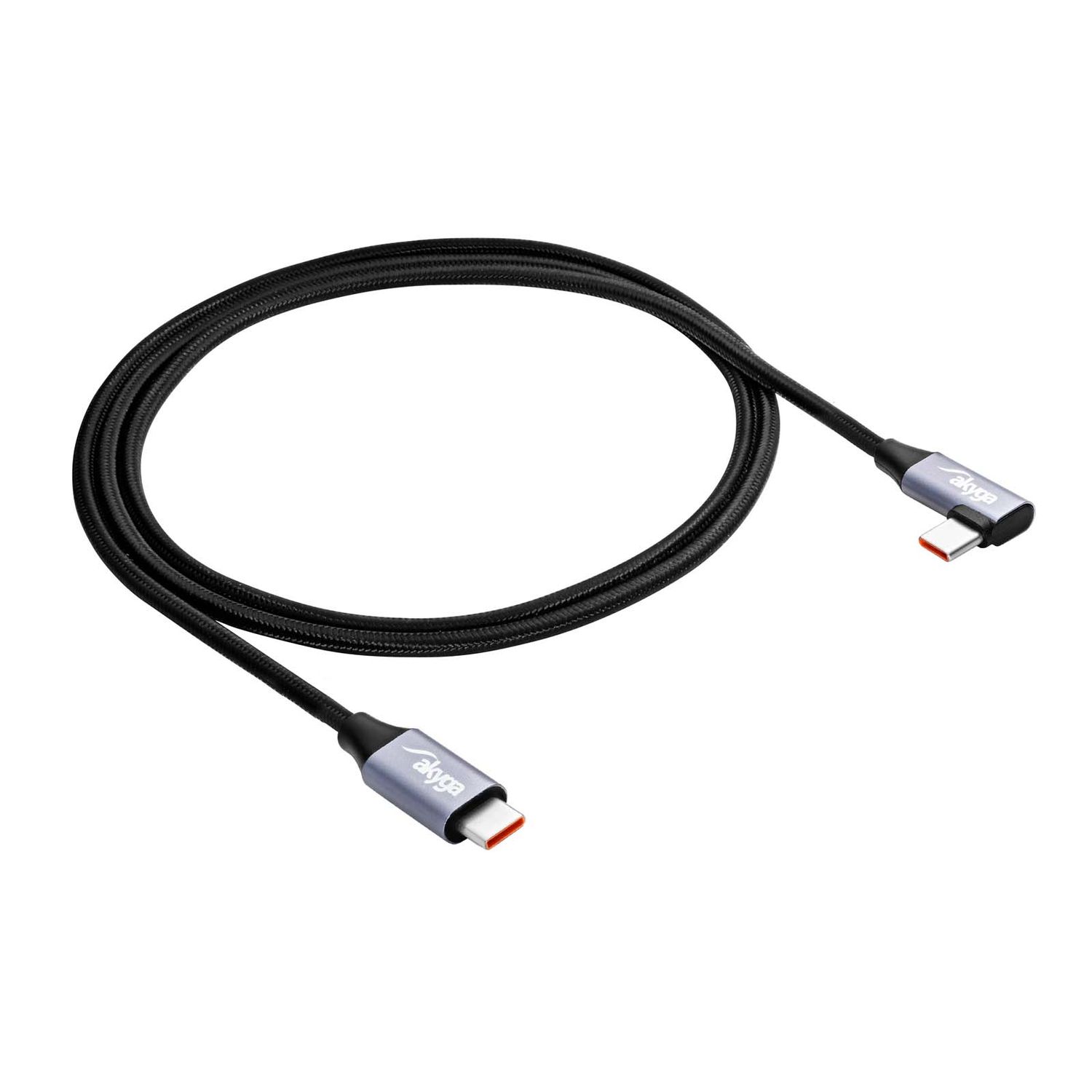 Cable USB Akyga AK-USB-54 USB type C (m) / USB type C (m) Angle ver. 2.0 60W 1m