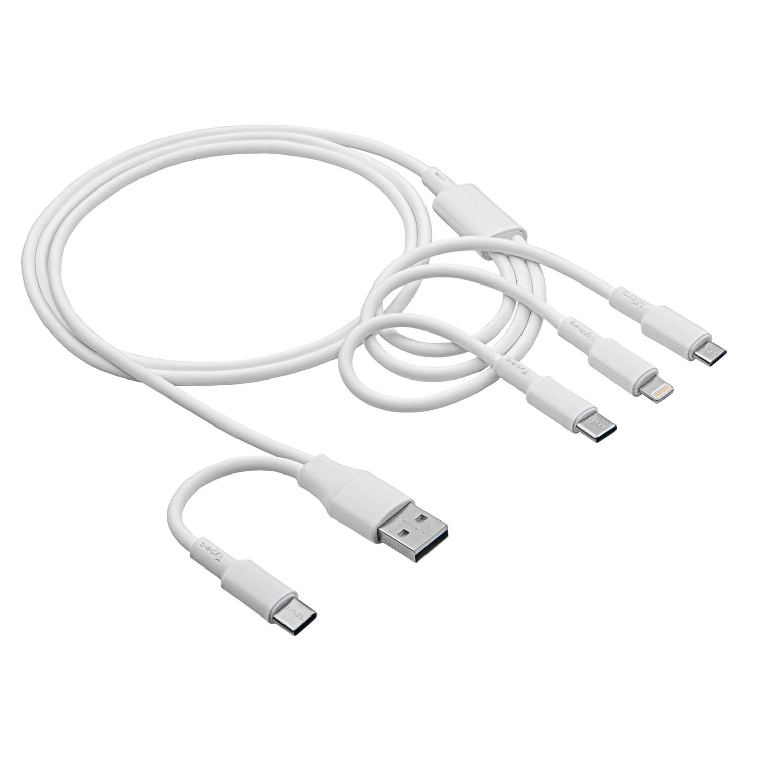 Cable USB Akyga AK-USB-52 USB A + USB type C / micro USB B (m) + USB type C (m) + Lightning (m) 1.2m