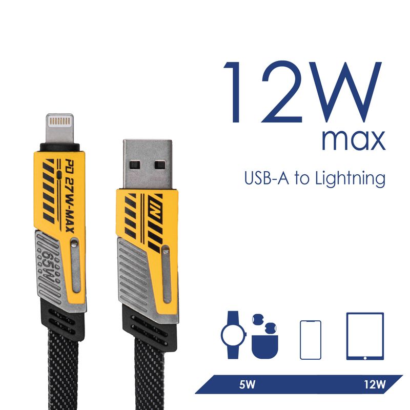 Cable USB Akyga AK-USB-57 USB A (m) + USB type C (m) / USB type C (m) + Lightning (m) ver.2.0 65W 1m