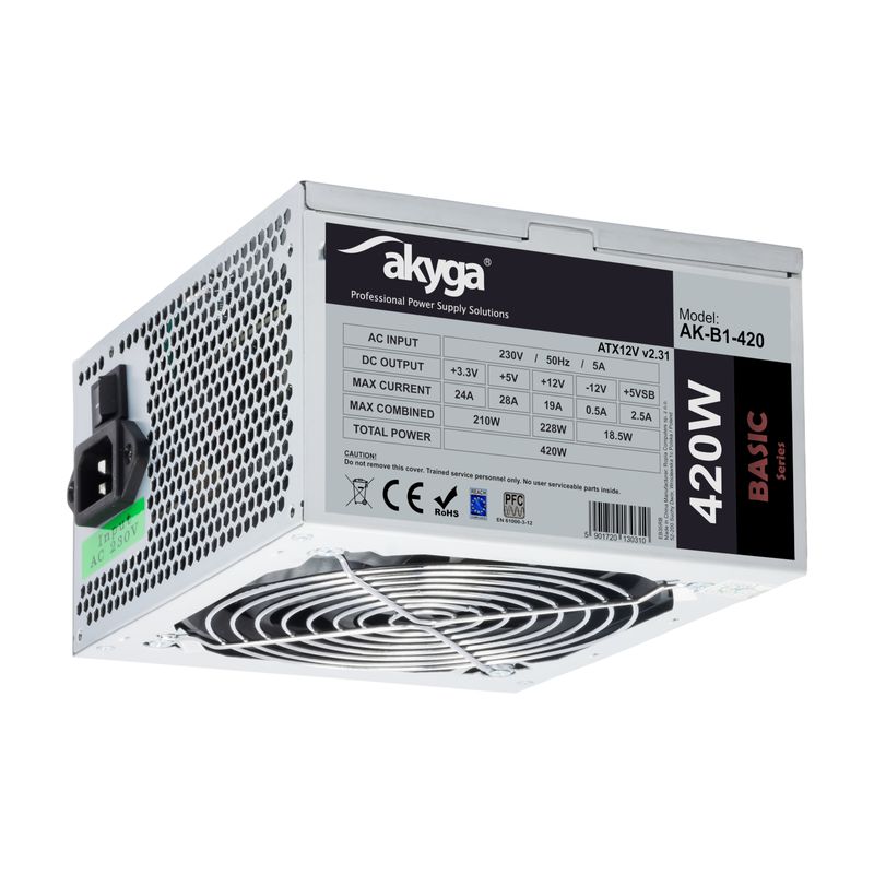 ATX power supply 420W Akyga AK-B1-420 P4 3x SATA 2x Molex PPFC FAN 12cm