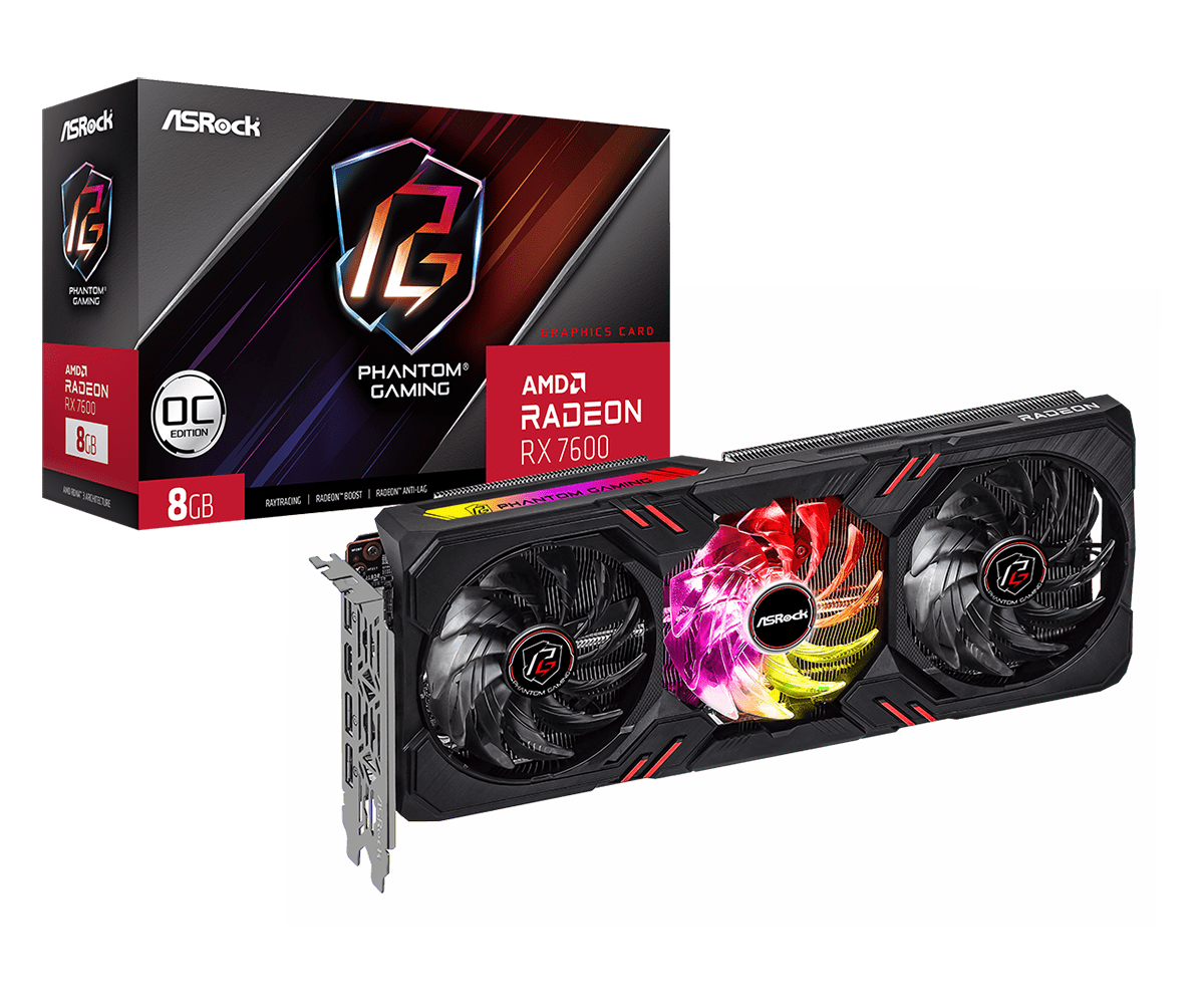 ASRock Radeon RX 7600 Phantom Gaming OC 8G, 8GB GDDR6