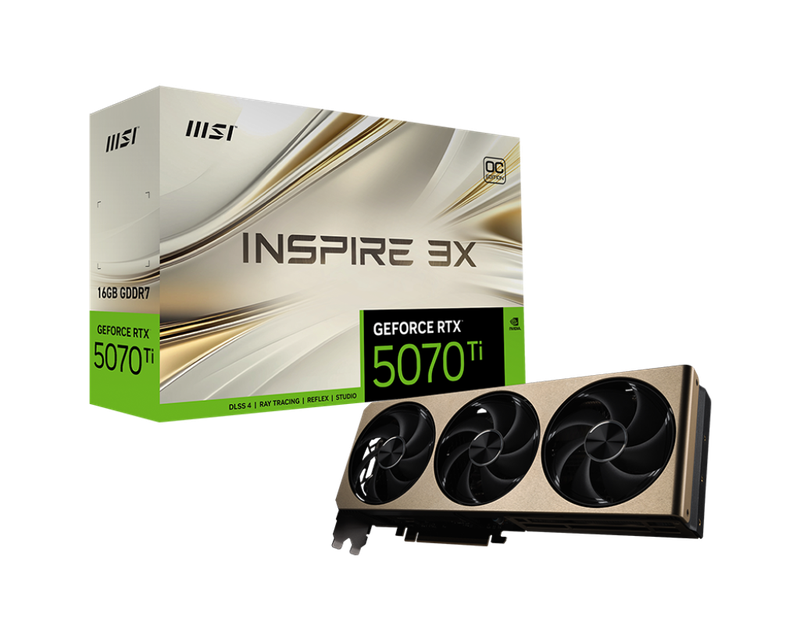 MSI GeForce RTX 5070 Ti Inspire 3X OC PLUS 16G, 16GB GDDR7