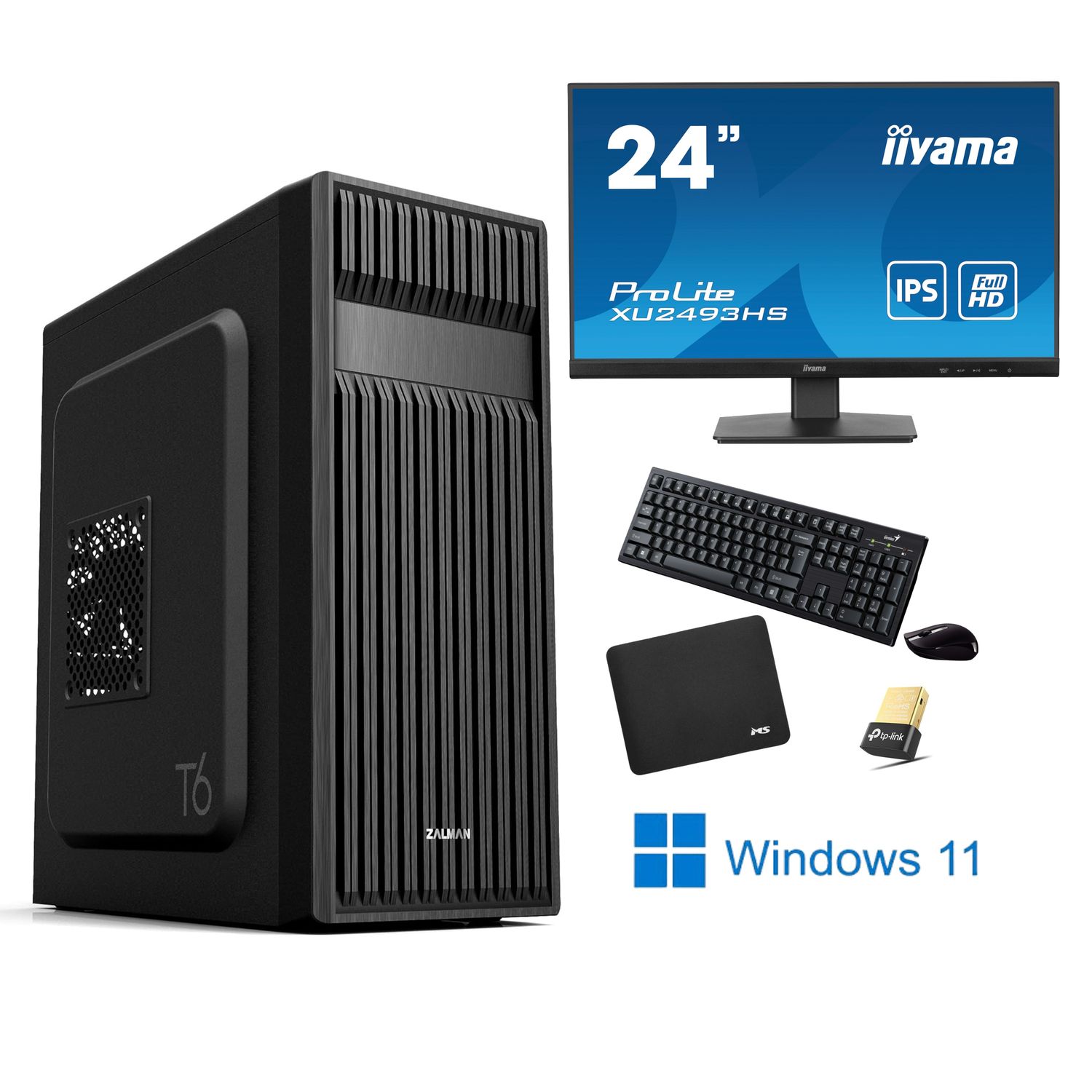 RAČUNALO IBYTE OFFICE KOMPLET IB01, INTEL I5 11400, 16GB DDR4, 500GB NVMe, INTEL UHD GRAPHICS 730, MONITOR 24&quot; IPS, PERIFERIJA, WINDOWS 11 PRO, WIFI, AV