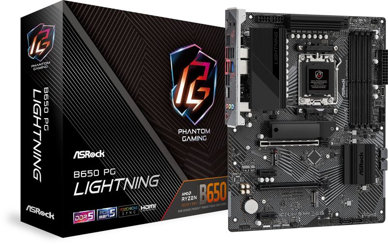 ASRock Mainboard Desktop  B650 PG Lightning(AM5, 4x DDR5, ATX)