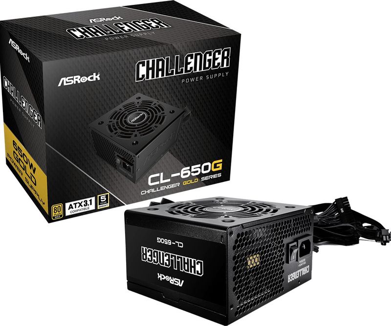 ASRock PSU Challenger CL-650G, 650W, 80+ Gold, ATX 3.1, 120mm Golf-blade Fan