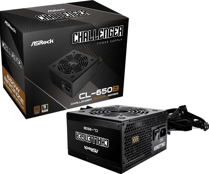 ASRock PSU Challenger CL-650B, 650W, 80+ Bronze, 120mm Golf-blade Fan