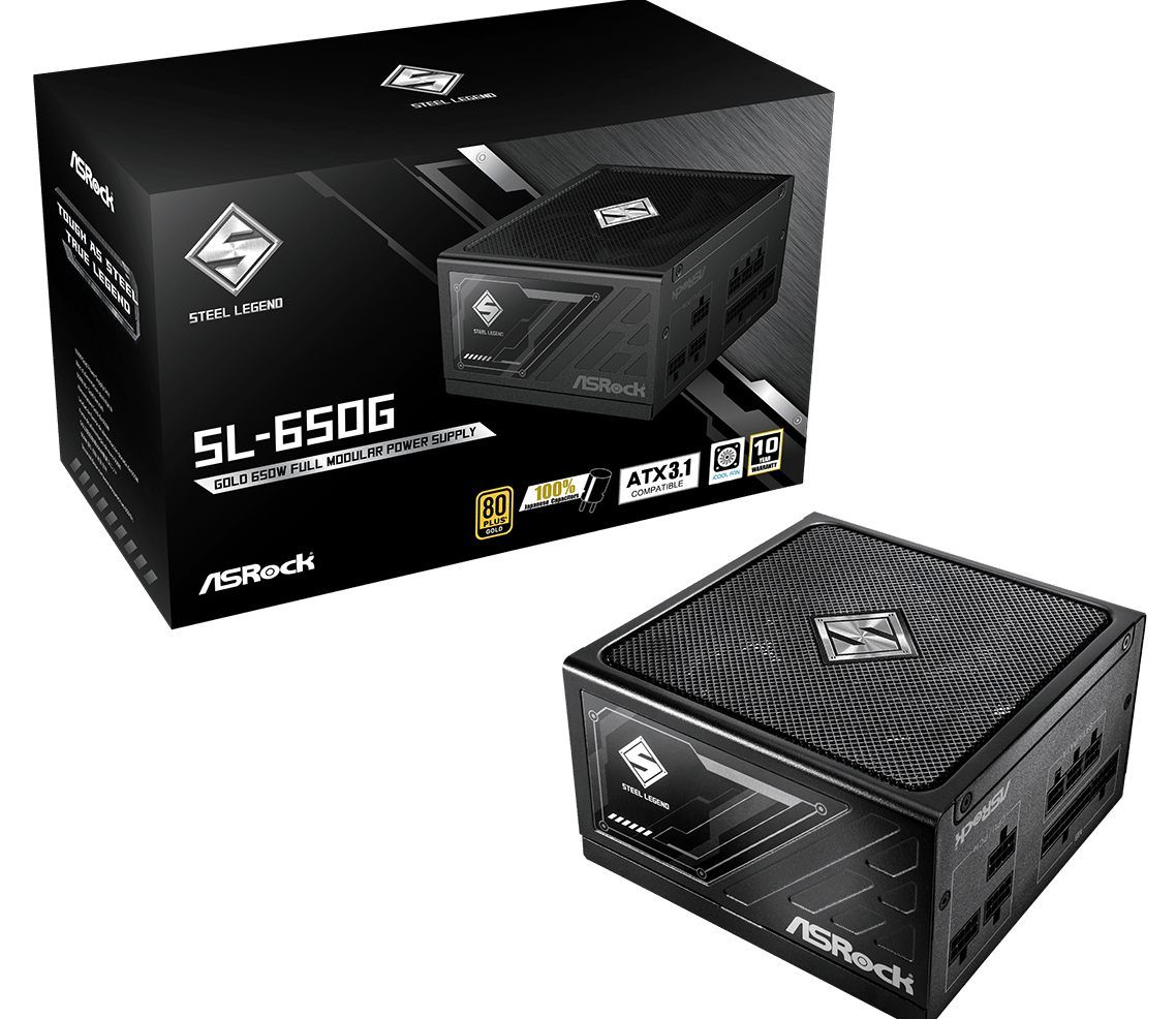 ASRock PSU Steel Legend 650W, 80+ Gold, Modular, ATX 3.1, 135mm fan