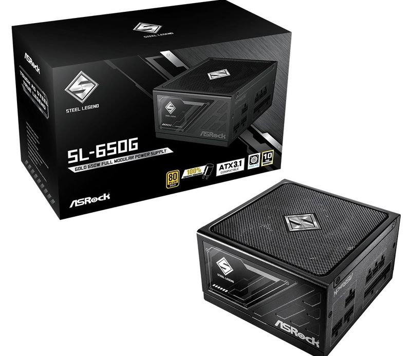 ASRock PSU Steel Legend 650W, 80+ Gold, Modular, ATX 3.1, 135mm fan