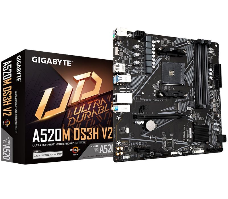 GIGABYTE Mainboard Desktop A520M DS3H V2 (AM4, DDR4, mATX)