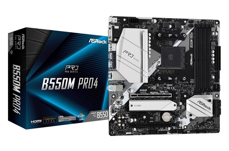 ASRock Mainboard Desktop B550M Pro4(AM4, 4x DDR4, mATX)