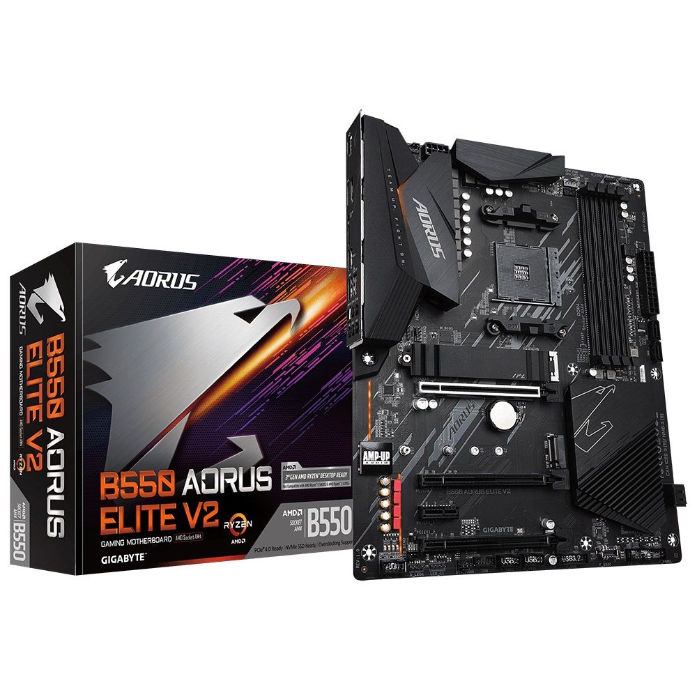 GIGABYTE Mainboard Desktop B550 AORUS ELITE V2 DDR4 (Socket AM4, 4x DDR4 up to 128GB, 1x PCI--Ex16x16 CPU, 3x PCI-Ex16 x2, x1_2,x1_1 Chipset, 2x M.2, 4x SATA 6Gb/s, 1xDP, 1xHDMI, 2x USB Gen2)