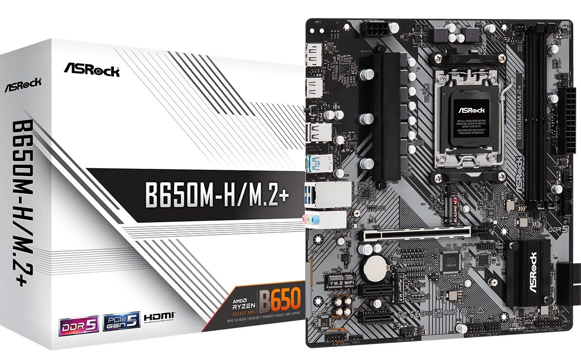 ASRock Mainboard Desktop B650M-H/M.2+(AM5,2 x DDR5 DIMM, mATX)