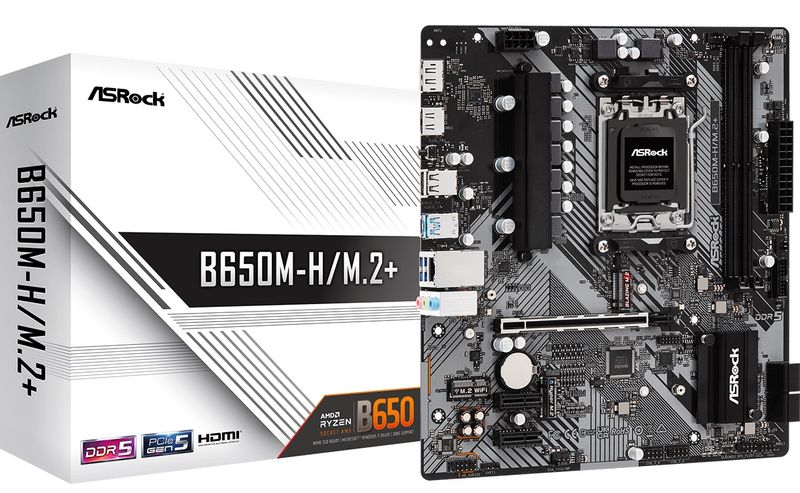 ASRock Mainboard Desktop B650M-H/M.2+(AM5,2 x DDR5 DIMM, mATX)