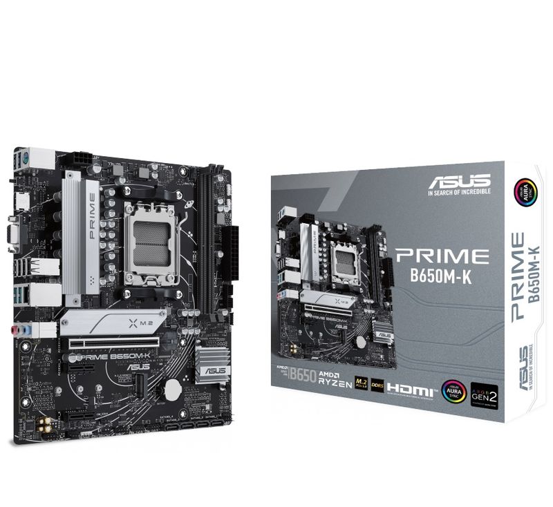 ASUS Mainboard Desktop PRIME B650M-K (AM5, 2xDDR5, 1xVGA, 1xHDMI,  4xSATA 6Gb/s ports, mATX)