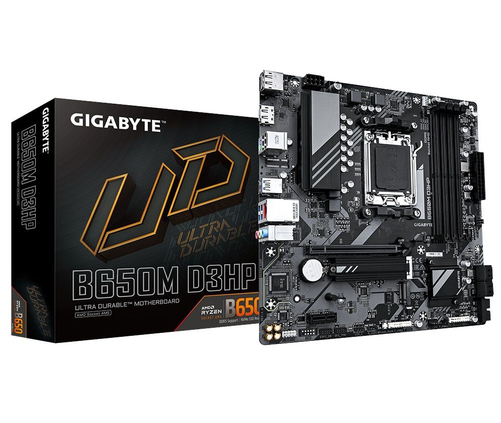 GIGABYTE Mainboard Desktop B650M D3HP (AM5, 4xDDR5, 1xHDMI, 2xDP, 2.5GbE LAN, mATX, Retail)