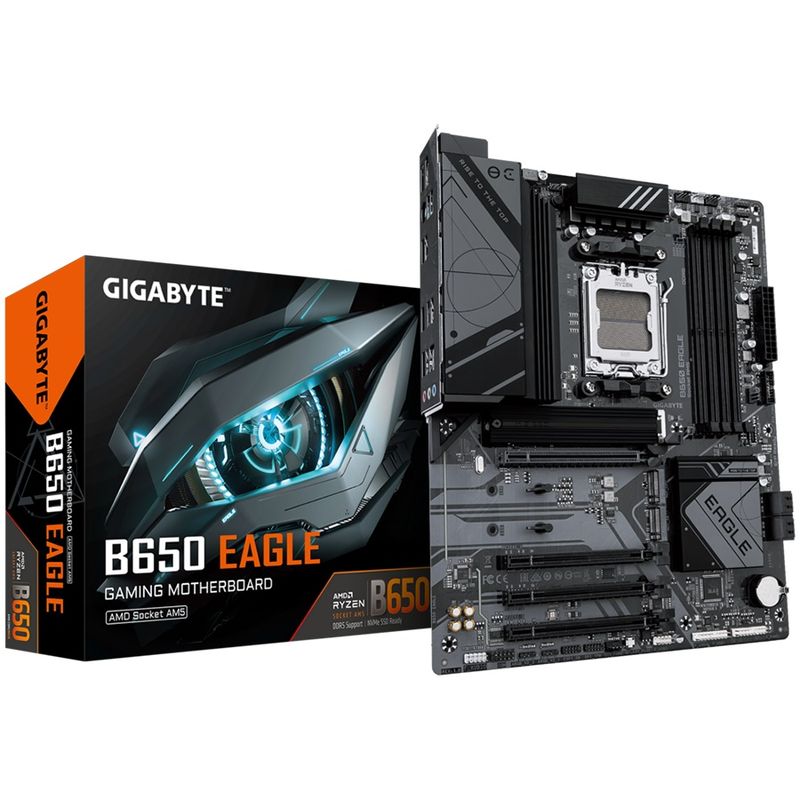 GIGABYTE Mainboard Desktop B650 EAGLE (AM5, 4xDDR5 128, 1x PCI-E 4.0 x16x16, 3x PCI-E 3.0 x16x1, 4x SATA, 3x M.2 PCIe 4.0, 1xHDMI, 1xDP, 2.5GbE LAN, ATX, Retail)