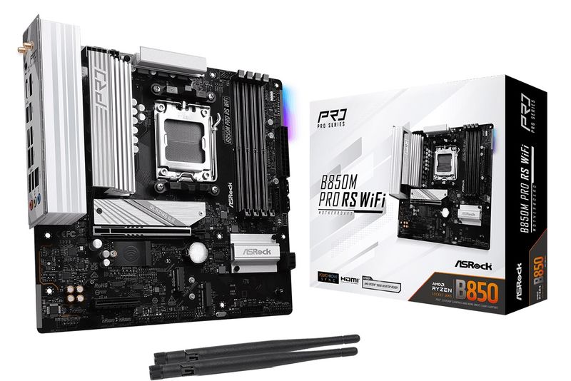 ASRock Mainboard Desktop B850M PRO RS WIFI(AM5, 4x DDR5, mATX)