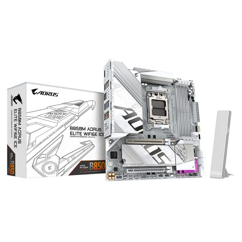 GIGABYTE Mainboard Desktop B850M AORUS ELITE WIFI6E ICE(AM5, 4x DDR5, mATX)