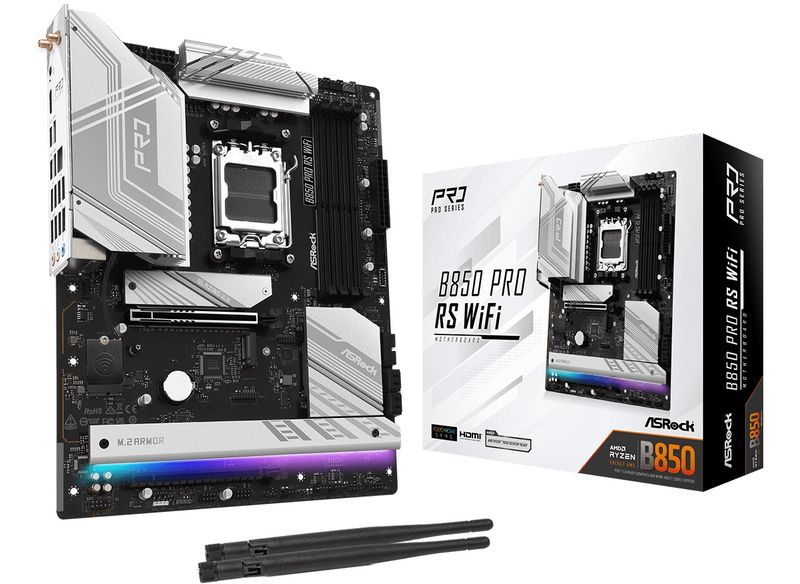 ASRock Mainboard Desktop B850 PRO RS WIFI(AM5, 4x DDR5, ATX)