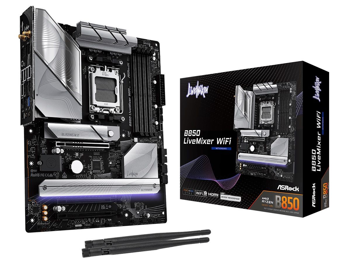 ASRock Mainboard Desktop B850 LIVEMIXER WIFI(AM5, 4x DDR5, ATX