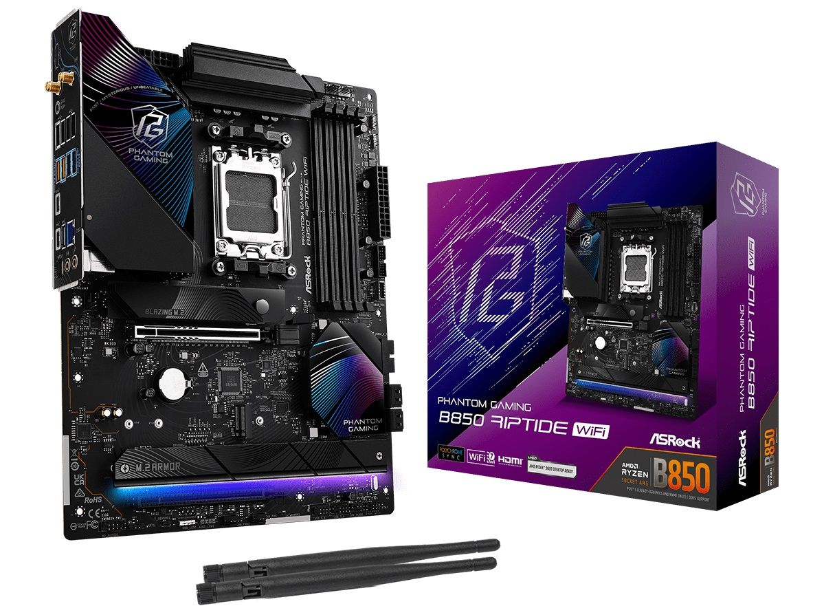 ASRock Mainboard Desktop B850 RIPTIDE WIFI(AM5, 4x DDR5, ATX)