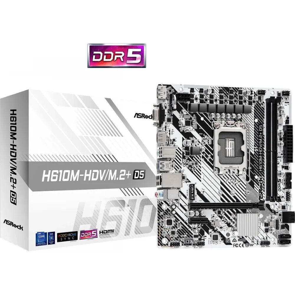 ASRock Mainboard Desktop H610M-HDV/M.2+ D5(LGA1700,2xDDR5, mATX)