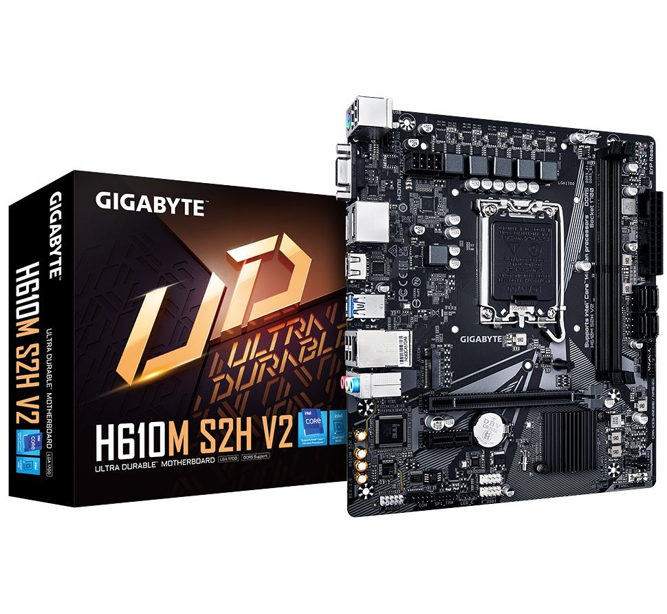GIGABYTE Mainboard Desktop H610M S2H V2 (LGA 1700, 2x DDR5, mATX)