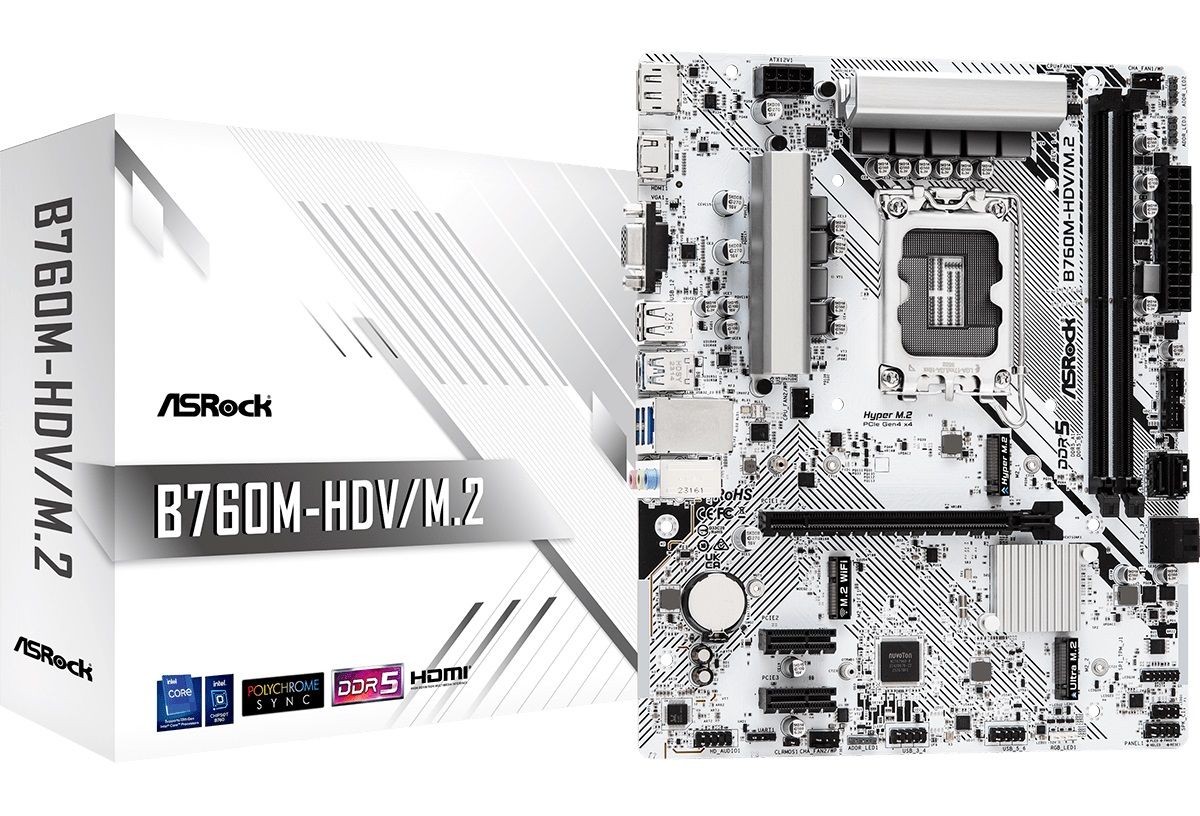 ASRock Mainboard Desktop B760M-HDV/M.2 (LGA1700, DDR5, microATX)